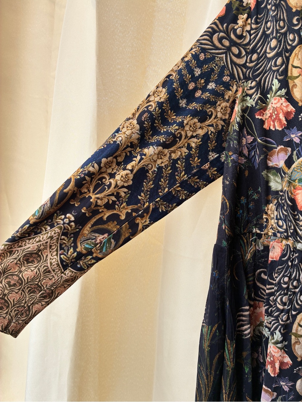 Soft Surroundings Kalista Maxi Dress 1X Multicolor Icon Scarf Long Sleeve - Picture 4 of 10